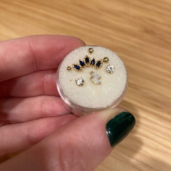 14k Gold Threadless Ends - Sapphire, Opal, CZ - Picture 3 of 3